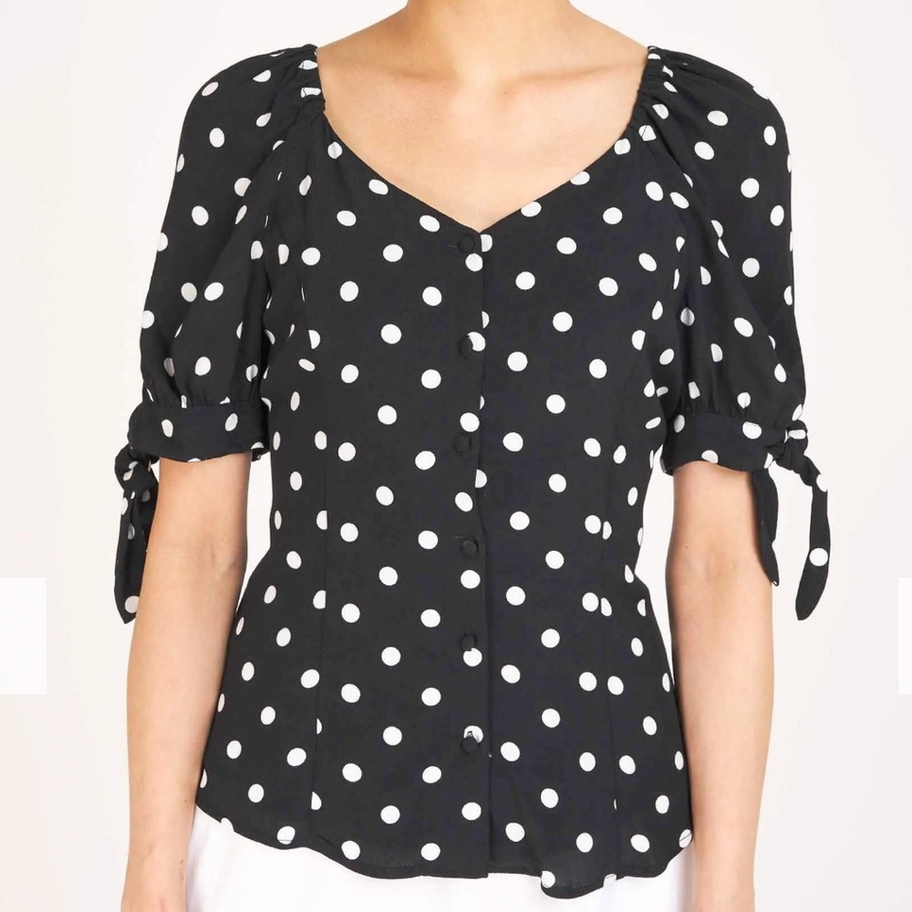 Philosophy Polka Dot V- Neck Top